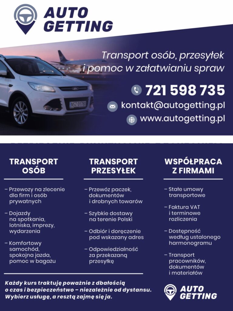 Bus przewoźnika Autogetting, przewóz osób.
